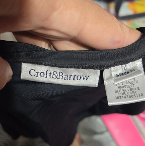 Croft And Barrow Black Bathing Suit Skirt With Lining Sz 12 - Picture 3 of 9